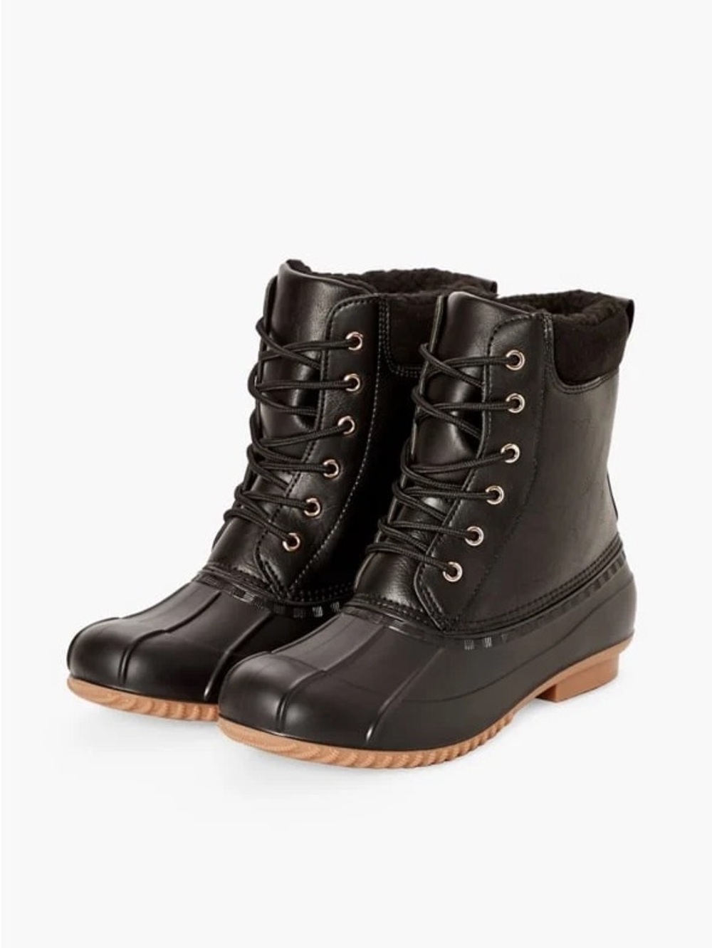 Women’s Black Lace-Up Waterproof Boots Winter Boots Rain Boots